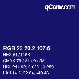 カラーコード: RGB 23 20.2 107.6 | qconv.com