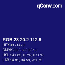 カラーコード: RGB 23 20.2 112.6 | qconv.com