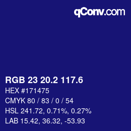 カラーコード: RGB 23 20.2 117.6 | qconv.com