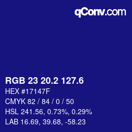 カラーコード: RGB 23 20.2 127.6 | qconv.com