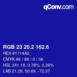 カラーコード: RGB 23 20.2 162.6 | qconv.com