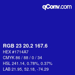 カラーコード: RGB 23 20.2 167.6 | qconv.com