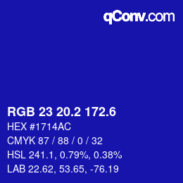 カラーコード: RGB 23 20.2 172.6 | qconv.com