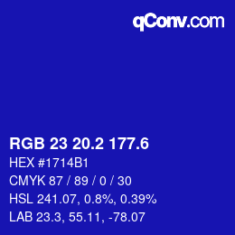 カラーコード: RGB 23 20.2 177.6 | qconv.com
