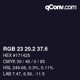 カラーコード: RGB 23 20.2 37.6 | qconv.com