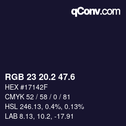 カラーコード: RGB 23 20.2 47.6 | qconv.com