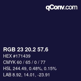 カラーコード: RGB 23 20.2 57.6 | qconv.com