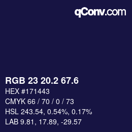 カラーコード: RGB 23 20.2 67.6 | qconv.com