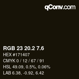 カラーコード: RGB 23 20.2 7.6 | qconv.com