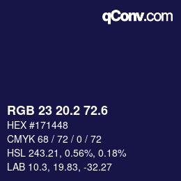 カラーコード: RGB 23 20.2 72.6 | qconv.com