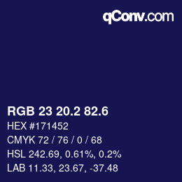 カラーコード: RGB 23 20.2 82.6 | qconv.com