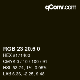 カラーコード: RGB 23 20.6 0 | qconv.com