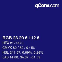 カラーコード: RGB 23 20.6 112.6 | qconv.com