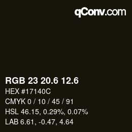 カラーコード: RGB 23 20.6 12.6 | qconv.com