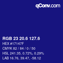 カラーコード: RGB 23 20.6 127.6 | qconv.com