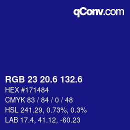 カラーコード: RGB 23 20.6 132.6 | qconv.com