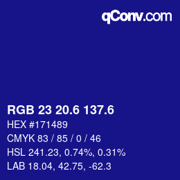 カラーコード: RGB 23 20.6 137.6 | qconv.com