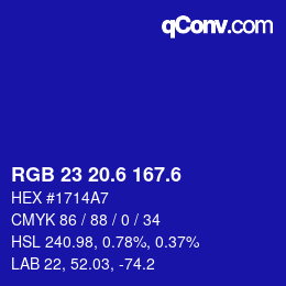 カラーコード: RGB 23 20.6 167.6 | qconv.com