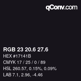 カラーコード: RGB 23 20.6 27.6 | qconv.com