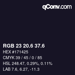 カラーコード: RGB 23 20.6 37.6 | qconv.com