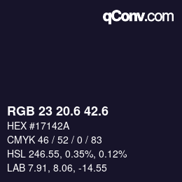 カラーコード: RGB 23 20.6 42.6 | qconv.com