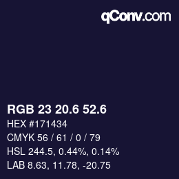 カラーコード: RGB 23 20.6 52.6 | qconv.com