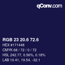 カラーコード: RGB 23 20.6 72.6 | qconv.com