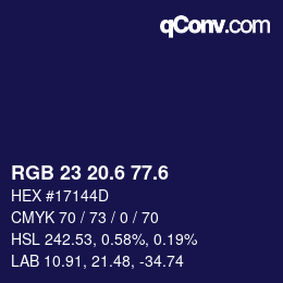 カラーコード: RGB 23 20.6 77.6 | qconv.com