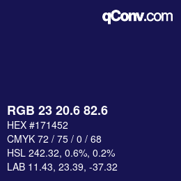 カラーコード: RGB 23 20.6 82.6 | qconv.com