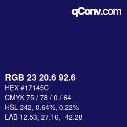 カラーコード: RGB 23 20.6 92.6 | qconv.com
