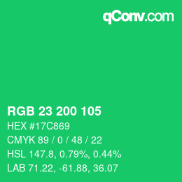 カラーコード: RGB 23 200 105 | qconv.com