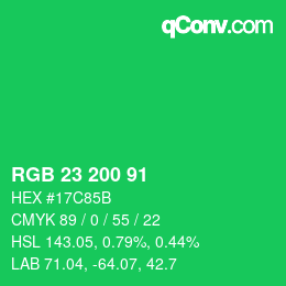 Color code: RGB 23 200 91 | qconv.com