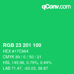 Color code: RGB 23 201 100 | qconv.com