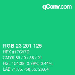 Color code: RGB 23 201 125 | qconv.com