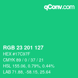 Color code: RGB 23 201 127 | qconv.com
