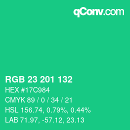 Color code: RGB 23 201 132 | qconv.com