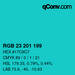 Color code: RGB 23 201 199 | qconv.com