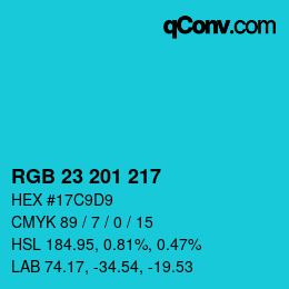 Color code: RGB 23 201 217 | qconv.com