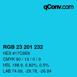 Color code: RGB 23 201 232 | qconv.com