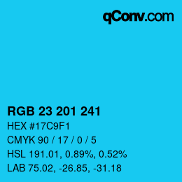 カラーコード: RGB 23 201 241 | qconv.com