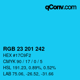 Color code: RGB 23 201 242 | qconv.com