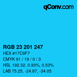 Color code: RGB 23 201 247 | qconv.com