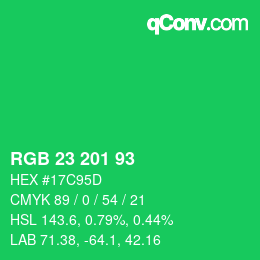 Color code: RGB 23 201 93 | qconv.com