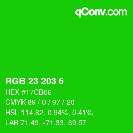 Color code: RGB 23 203 6 | qconv.com