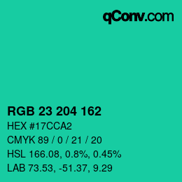 Color code: RGB 23 204 162 | qconv.com