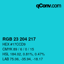 Color code: RGB 23 204 217 | qconv.com
