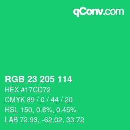 Color code: RGB 23 205 114 | qconv.com