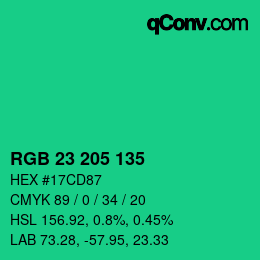 Color code: RGB 23 205 135 | qconv.com