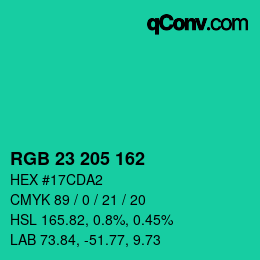 Color code: RGB 23 205 162 | qconv.com