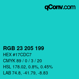 カラーコード: RGB 23 205 199 | qconv.com